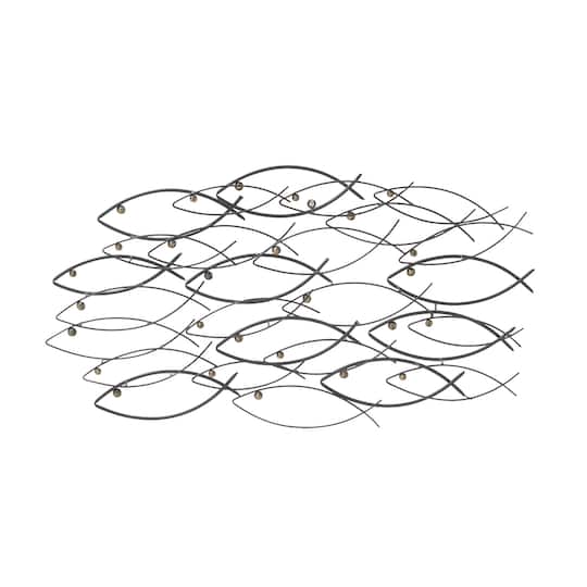 39" Dark Gray Metal Coastal Fish Wall Décor